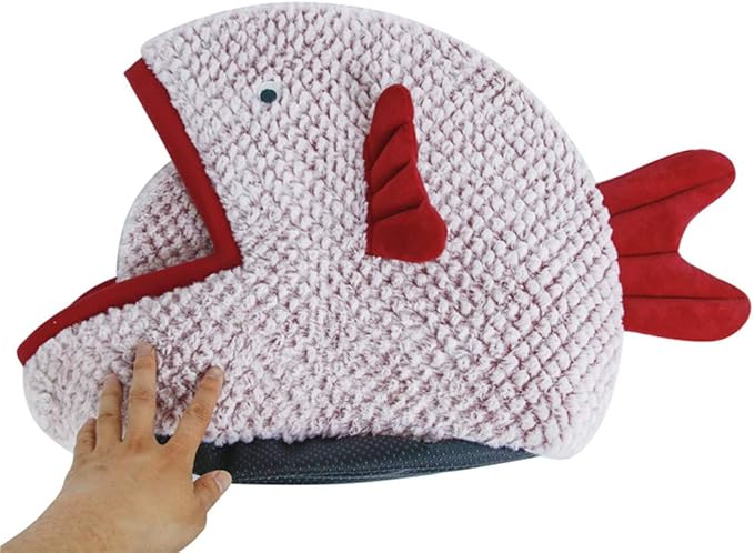 La La Pet® Plush Cat Bed Cave Calming Washable Pet House Bed Selfwarming Pet Bed Foldable Cat Sleep Tent Dog Nest Soft Puppy House Bed for Cats and Small Dogs(Red,L)