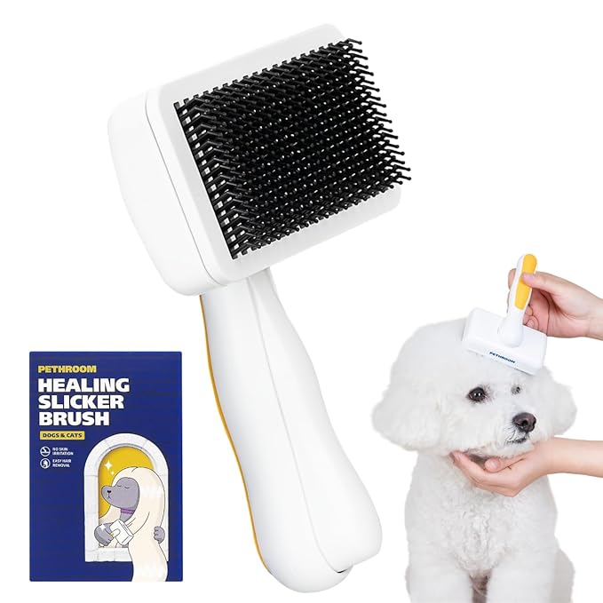 [PETHROOM] Slicker Brush for Gentle Grooming - Detangling Brush for Dogs and Cats with Coated Tips, Ideal for Goldendoodles, Long or Curly Coats, and Shedding Control