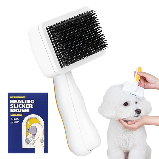 [PETHROOM] Slicker Brush for Gentle Grooming - Detangling Brush for Dogs and Cats with Coated Tips, Ideal for Goldendoodles, Long or Curly Coats, and Shedding Control