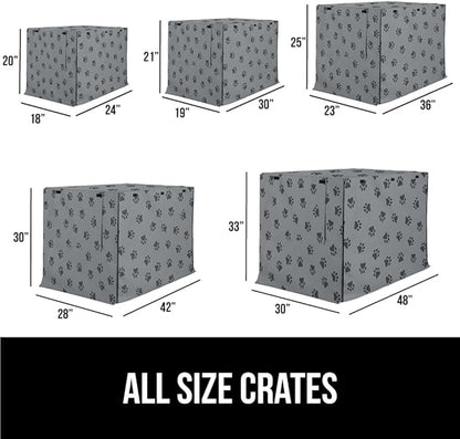 Gorilla Grip Dog Crate Covers compatible with Amazon Basics Dog Crates, All Sides Open, Privacy Cover Fits 30" Wire Kennel, Breathable Mesh Windows, Light Reducing Puppy Training Cage Topper, Gray Paw