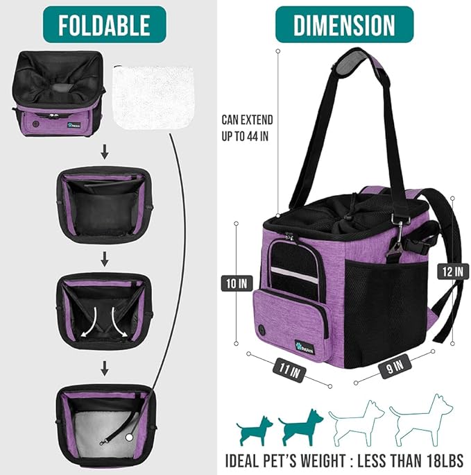 PetAmi Dog Bike Basket, Soft-Sided Ventilated Dog Bike Carrier Backpack, Dog Pet Bicycle Basket for Bike Handlebar, Small Medium Puppy Cat Kitten Car Booster Seat with Safety Strap