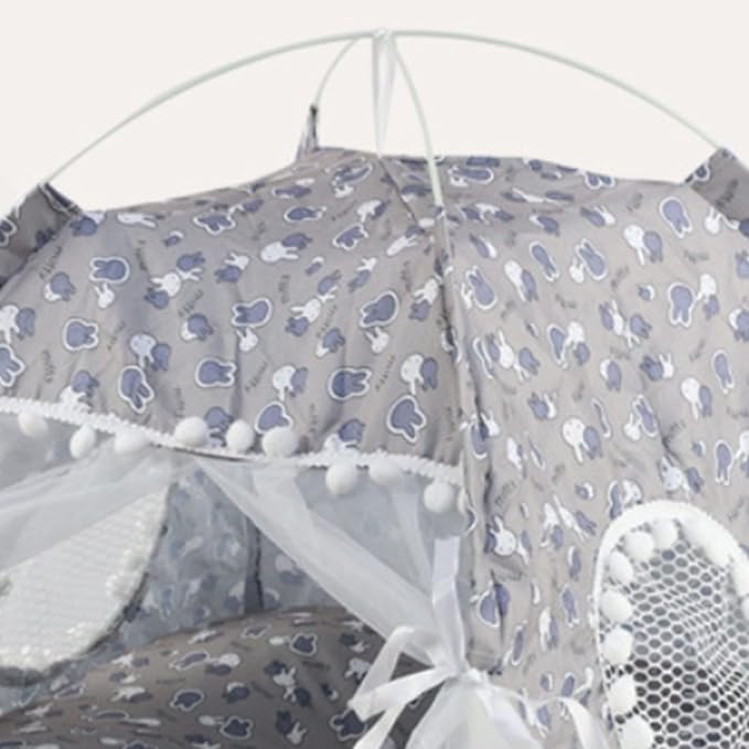 VINGVO Cute Dog Tent House, Indoor Pet Tent Washable Prevent Deformation Waterproof Bottom Detachable with Mesh Door Window for All Seasons (Gray)