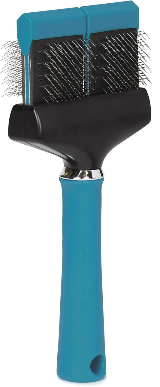 Master Grooming Tools Double-Sided Hard Flexible Slicker Brushes — Versatile Brushes for Grooming Dogs - Green, 8"L x 4"W, Large, Teal