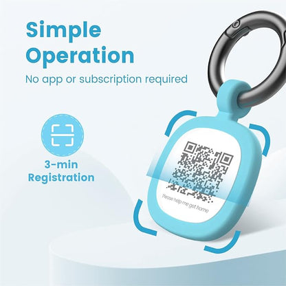 Pawaii QR Code Pet ID Tag, Silent Silicone Dog ID Tag, Modifiable Pet Online Profile, Free Online Pet Page Emergency Contact, Scan QR Receive Instant Pet Location Alert Email, 1Pack (Sky Blue)