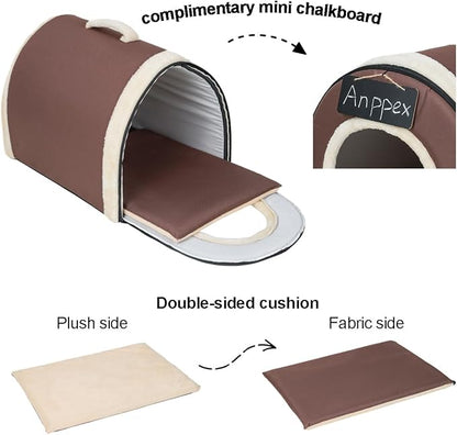 ANPPEX Igloo Dog House Indoor,L Size Dog Cave for Small and Medium Dogs,2-in-1 Washable Covered Dog Bed,Brown