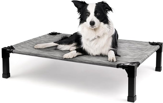 Cooling Elevated Dog Bed, Raised Dog Bed with Washable Breathable Mesh and Metal Frame, Portable Dog Cot Bed with No-Slip Feet for Outdoor and Indoor Use