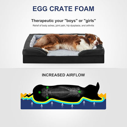 FURTIME Orthopedic Dog Bed for Extra Large Dogs - XL Washable Dog Sofa Bed Large, Supportive Foam Pet Couch Bed with Removable Washable Cover, Waterproof Lining and Nonskid Bottom, Black
