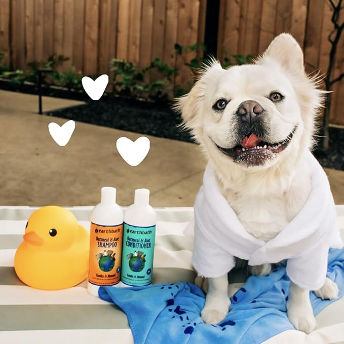 earthbath, Oatmeal & Aloe Dog Shampoo and Conditioner Set & Hypo-Allergenic Grooming Wipes - Oatmeal Shampoo for Dogs, Fragrance Free Dog Wipes for Paws and Butt, Cruelty-Free - 16 Oz Each, 30 Wipes