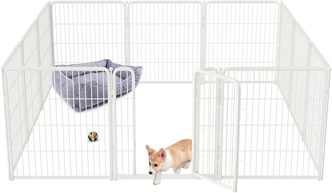 FXW Homeplus Dog Playpen for Indoor Use - Stress-Free and Safe Play, Heavy Duty 32 Inch 12 Panels Dog Pen for Small and Medium Dogs, White│Patented