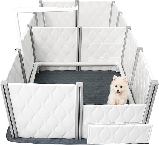 Senneny Whelping Box for Dogs - 24” Extra Tall - Dog Whelping Pen with Whelping Pad and Lamp Holder - Dog Whelping Supplies for Large Medium Small Dogs Puppies (2-Rooms(96" L x 48" W x 24" H))