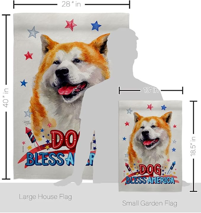 Breeze Decor Patriotic Akita Garden House Flag Kit Dog Puppy Spoiled Paw Canine Fur Pet Nature Farm Animal Creature Decoration Banner Small Yard Gift Double-Sided, Made in USA