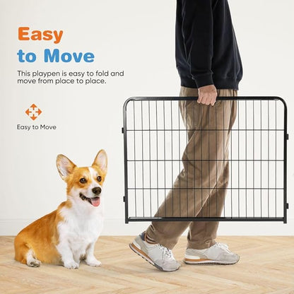 Dog Playpen, 8 Panel 24” Height Puppy Fence Exercise Pen for Yard Gate, Indoor Outdoor Heavy Duty Anti-Rust Metal Playpens with Doors Portable for RV Camping - Small/Medium/Large Pets