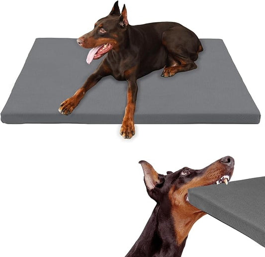 Durable Outdoor Waterproof Dog Bed up to 110 lbs XXL Large Dogs Chew Resistance Dog Crate Mat Washable Cover
