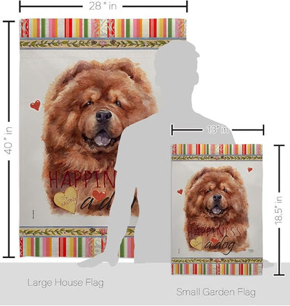 Breeze Decor Red Chow Happiness Garden House Flag Set Dog Puppy Spoiled Paw Canine Fur Pet Nature Farm Animal Creature Decoration Banner Small Yard Gift Double-Sided, Made in USA