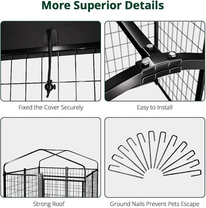PawGiant Dog Kennel Outdoor, Dog House with Roof Waterproof Cover for Medium to Small Dog Outside 4ft x 4ft x 4.5ft, Pet Enclosures Crate Cage Playpen Run Indoor