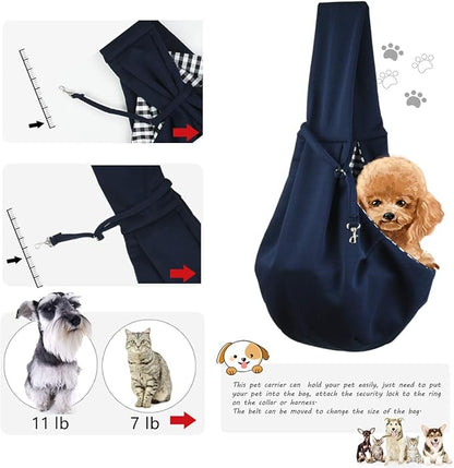 Dog and Cat Sling Carrier Little Pet Carrier Shoulder Crossbody Pet Slings for Outdoor Traveling Subway (Blue)