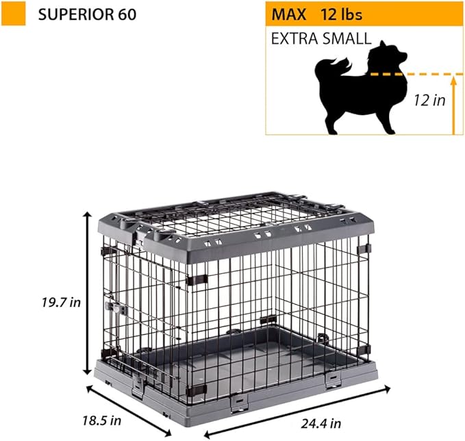 Ferplast Superior Hybrid ECO Dog Crate and Playpen, Environmentally Friendly Dog Crate Made with Recycled Plastic, 24-Inch, Gray