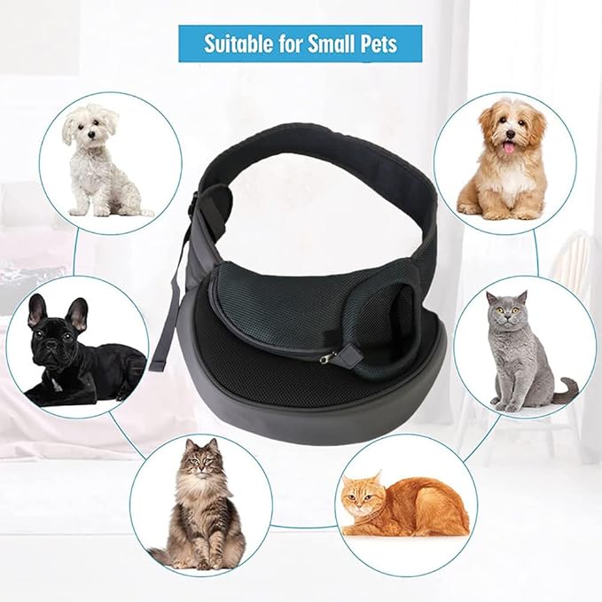 Pet Sling Carrier Bag Dog Cat Hand-Free Sling Carrier Shoulder Bag Breathable Mesh Pet Puppy Travel Bag Adjustable Shoulder Strap Pet Tote Bag Handbag for Small Dog Cat Puppy Outdoor Walking Travel