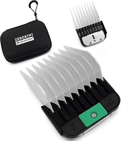 Professional A5 Style Animal Clipper Stainless Steel Color-Coded Snap-on Attachment Guard Guide Comb, 1/8"-1" Compatible with Wahl KM Series Oster A5 Andis Detachable Blade Pet Groomers (#7 - 7/8")