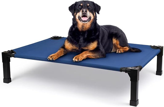 Cooling Elevated Dog Bed, Raised Dog Bed with Washable Breathable Mesh and Metal Frame, Portable Dog Cot Bed with No-Slip Feet for Outdoor and Indoor Use