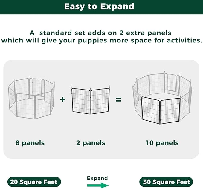 FXW Rollick Dog Playpen for Yard, RV Camping, 40 inch 2 Panels for Medium and Large Dogs│Patented