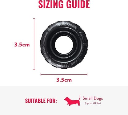 KONG Extreme Tires - KONG's Most Durable Natural Rubber Chew & Fetch Toy - Treat Dispenser Dog Tire Toy - Pet Supplies for Outdoor & Indoor Play - For Small Dogs