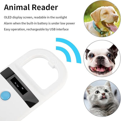 Watris Veiyi Dog Microchip Reader, Pet Microchip Scanner with OLED Display Screen, Pet Chip ID Scanner Supports FDX-B (ISO11784/11785) and EMID Microchips, for Animal Management