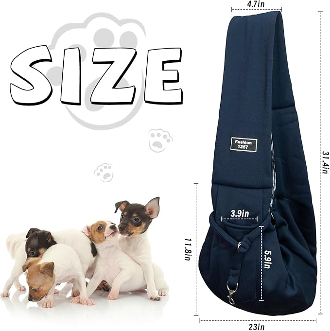 Dog and Cat Sling Carrier, Dog Carrier with Adjustable Opening Strap, Travel Bag for Small Dogs and Cats, Outdoor Travel Sling Carriers (Blue)