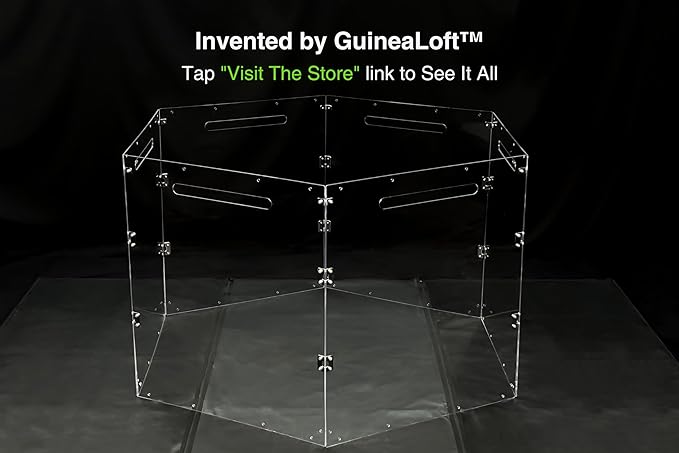 GuineaLoft™ Acrylic Folding Pet Gate and Divider – Large, Clear, Free-Standing, Foldable, Extendable, Lockable, Sturdy Enclosure for Dogs, Rabbits, Ferrets, Chinchillas - Visit The Store to See More