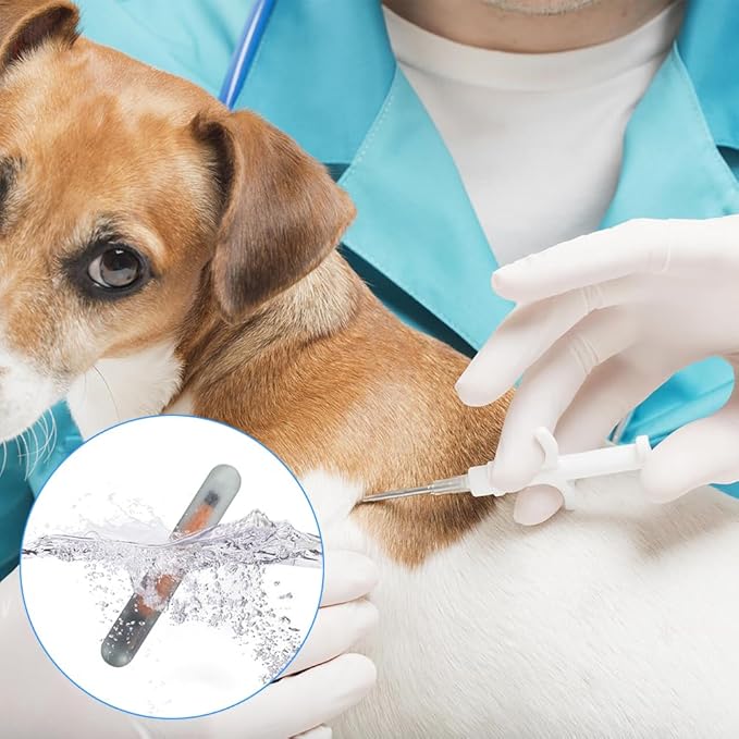 Mini 1.25mm Microchip for Dogs and Cats, Lightweight Label Glass Tube Chip Glass Tube Animal Tag Reader Pets Suppliers Shot Records for Pet Dog Cat Cow Pig Rabbit Fish Puppies 10 Pack