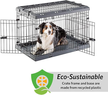 Ferplast Superior Hybrid ECO Dog Crate and Playpen, Environmentally Friendly Dog Crate Made with Recycled Plastic, 36-Inch, Gray