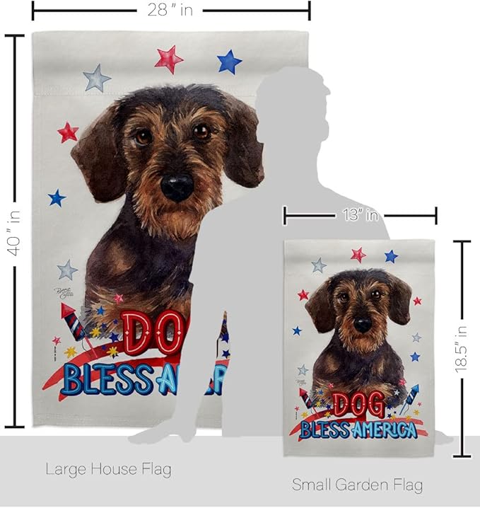Breeze Decor Patriotic Miniature Dachshund Garden House Flag-Kit Dog Puppy Spoiled Paw Canine Fur Pet Nature Farm Animal Creature Decoration Banner Small Yard Gift Double-Sided, Made in USA