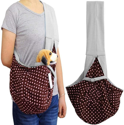 Dog Cat Sling Carrier-Reversible Puppy Carrier for Small Dogs Hands Free Pet Papoose Bag Soft Breathable Cotton Pouch and Tote Outdoor Travel Bag with a Colorful Rope Ball