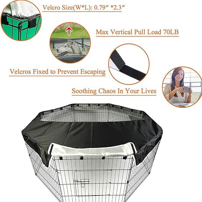 PJYuCien Dog Playpen Mesh Top Cover, Fits 32 Inch 8 Panels Regular Octagon Metal Exercise Pet Playpen, Adhesive Tape Connections, Black (Note: Cover Only, Fence Not Included)