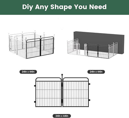 Gardner Pet Dog Playpens, 24" H 2 Add-on Panels for Small/Medium Dogs, Foldable Pet Play Yard Gate Extensions, Pet Playpen, Anti-Rust, Quick Install, Black