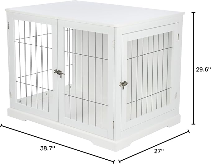 TRIXIE 38.7" Indoor Dog Crate, Wooden Crate Table for Dogs Up to 66 lb, Large Dog Kennel, Perfect in Any Room, White