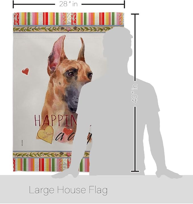 Breeze Decor Fawn Dane Happiness House Flag Set Dog Puppy Spoiled Paw Canine Fur Pet Nature Farm Animal Creature Decoration Banner Small Garden Yard Gift Double-Sided, Made in USA