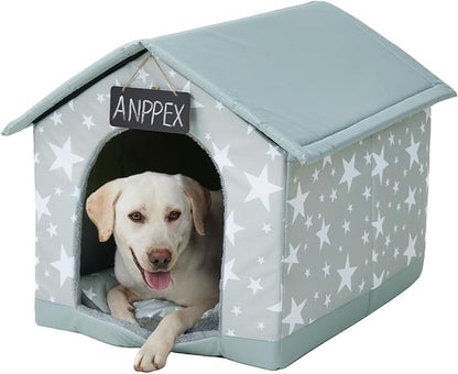 ANPPEX Large Dog House Indoor,2XL Size Indoor Dog House for Large and Medium Dogs,Covered Dog Bed with Cushion,Grey