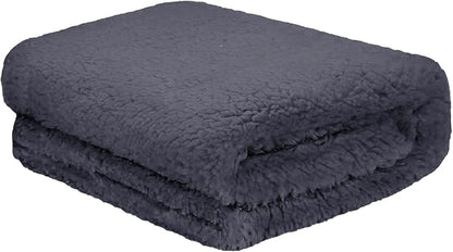 furrybaby Dog Blanket Soft Dog Blankets for Large Dogs Puppy Essentials Washable Fluffy Sherpa Fleece Cat Blanket 40x47 Inches for Bed Furniture Couch Sofa (Double-Layer Large, Grey)