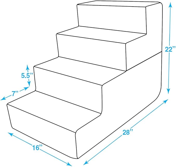 Best Pet Supplies Portable Foldable Foam Pet Stairs/Steps for Couch, Sofa, and High Bed, Non-Slip Bottom Balanced Paw Safe - Sand, Foldable 4-Step (H: 22")