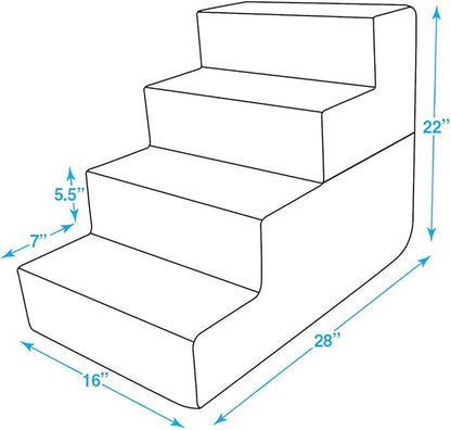 Best Pet Supplies Portable Foldable Foam Pet Stairs/Steps for Couch, Sofa, and High Bed, Non-Slip Bottom Balanced Paw Safe - Sand, Foldable 4-Step (H: 22")