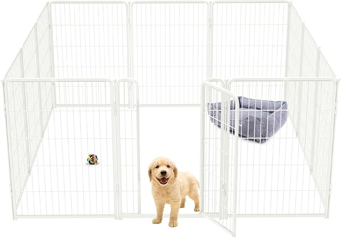 FXW Homeplus Dog Playpen for Indoor Use - Stress-Free and Safe Play, Heavy Duty 40 Inch 12 Panels Dog Pen for Medium and Large Dogs, White│Patented