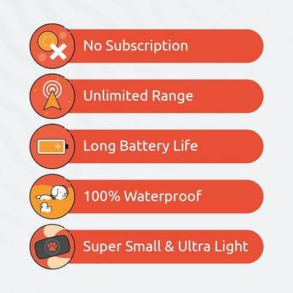 Dog GPS Tracker - No Subscription Fees - Suitable for All Dogs and Fits All Collars - Smart Activity Tracker, Satellite Tracking with Unlimited Range - 100% Waterproof Pet Tracker (Red)