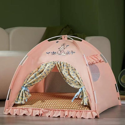 Cute Cat Teepee Cave, Cat Tent Foldable Indoor Outdoor with Thick Mat,Puppy Bed Tent,Bunny Pet Tent Teepee,Portable Dog House Teepee Tent, Cat Bed,Dog Bed Tent,Puppy Bunny,Pet Tent Teepee (Z2, XL)