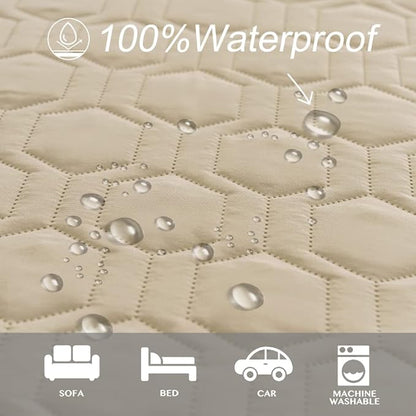 Waterproof and Non-Slip Dog Bed Cover and Pet Blanket Sofa Pet Bed Mat ，car Incontinence Mattress Protectors Furniture Couch Cover for Most Cats Dogs,Pets（52x82-Beige）