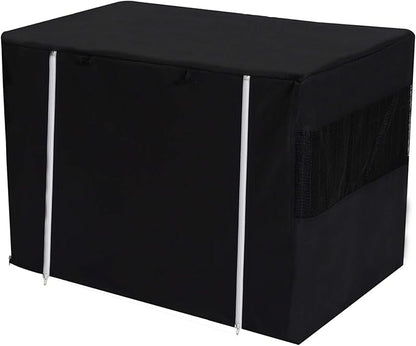 Geyecete Dog Crate Cover - Dog cage Covers Universal Fit for 24-48Inch Wire Dog cage, Lightweight Polyester Fabric, Breathable Double Door Dog Cage Cover-Black-30 Inch