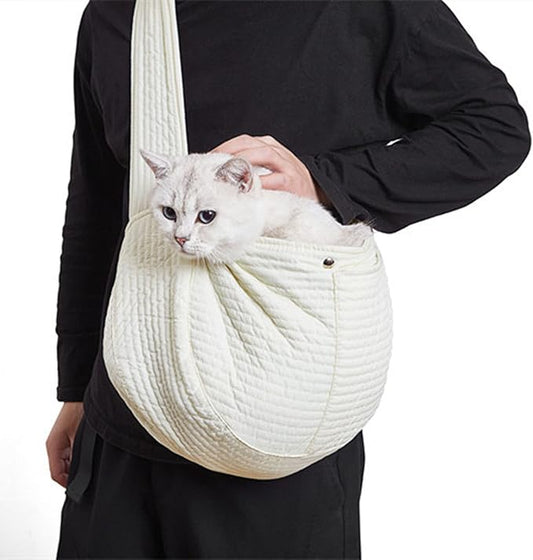 Asixxsix Dog Sling Carrier, Breathable Hand Safe Pet Sling Carrier Soft Comfortable Cat Sling Carrier with Widen Shoulder Strap for Outdoor, Traveling, Subway, Small Dogs,