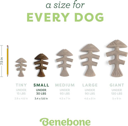 Benebone Fishbone Durable Dog Chew Toy for Aggressive Chewers, Real Fish, Made in USA, Small