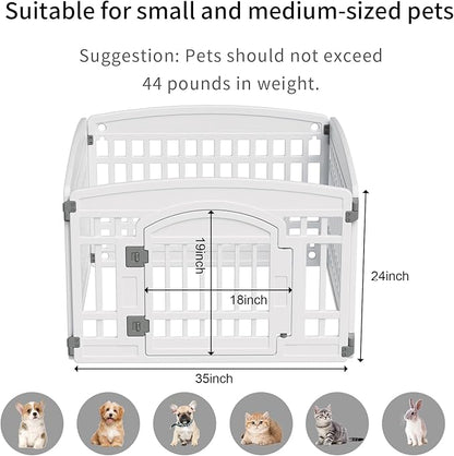 Pet Playpen with Door Dog Playpen Foldable Puppy Playpen for Puppies and Small Dogs 4-Panels Easy Assemble Easy Storing for Indoor and Outdoor, Garden Fence, Garden Border Fence (4 Panels)