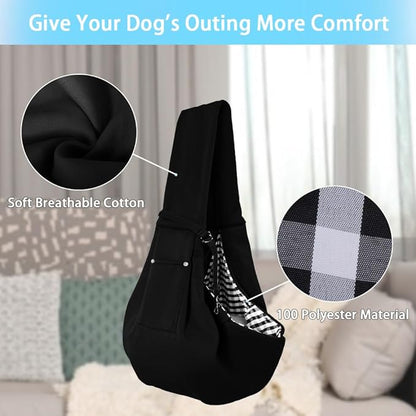 FEimaX Dog Sling Carrier, Pet Papoose Slings Bag for Small Dogs Cats, Puppy Hands Free Satchel Tote Pouch Carriers Doggie Crossbody Shoulder Carry Bags for Outdoor Travel (Black)